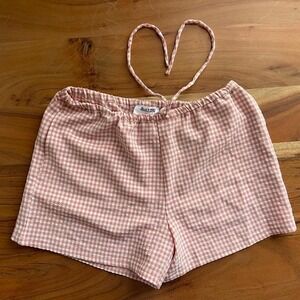Double zero pink and white gingham shorts with tie waist Size S